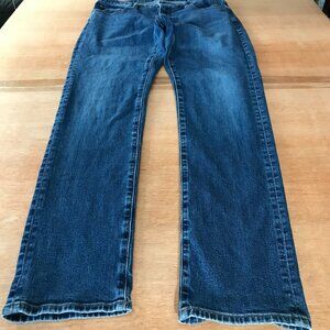 Uniqlo Slim Straight Jeans Men 33x32 Blue Mid Rise Kaihara Fabric Medium Wash